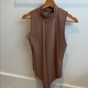 Abercrombie & Fitch Sleeveless Mock Neck Bodysuit - Tan